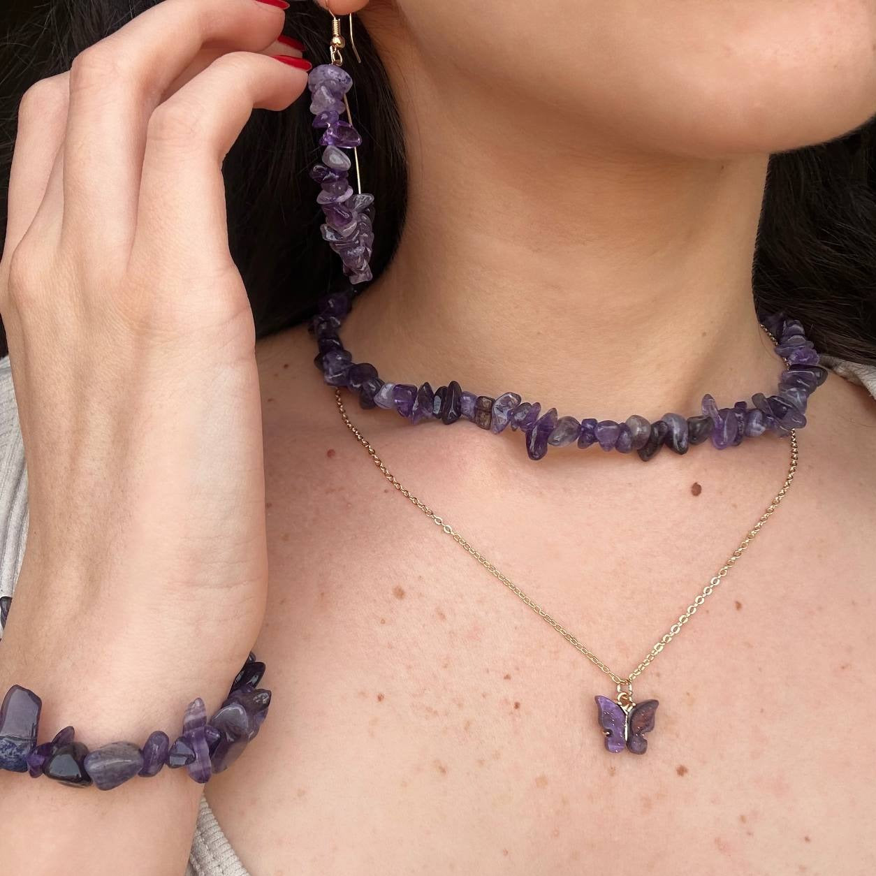 Crystal Stones Purple Set