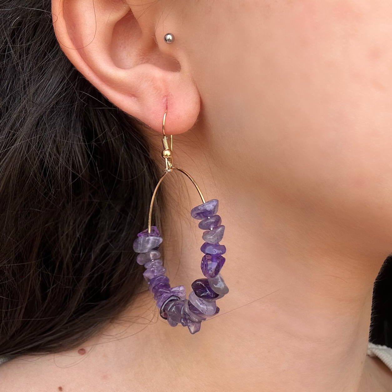 Handmade Crystal Baby Purple Earrings
