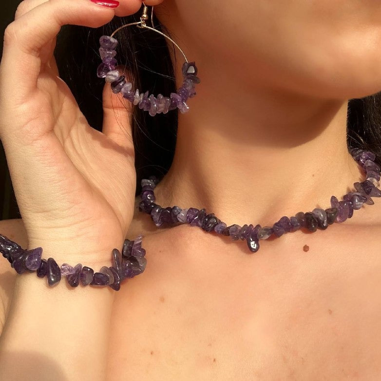 Handmade Crystal Stones Purple Small Set