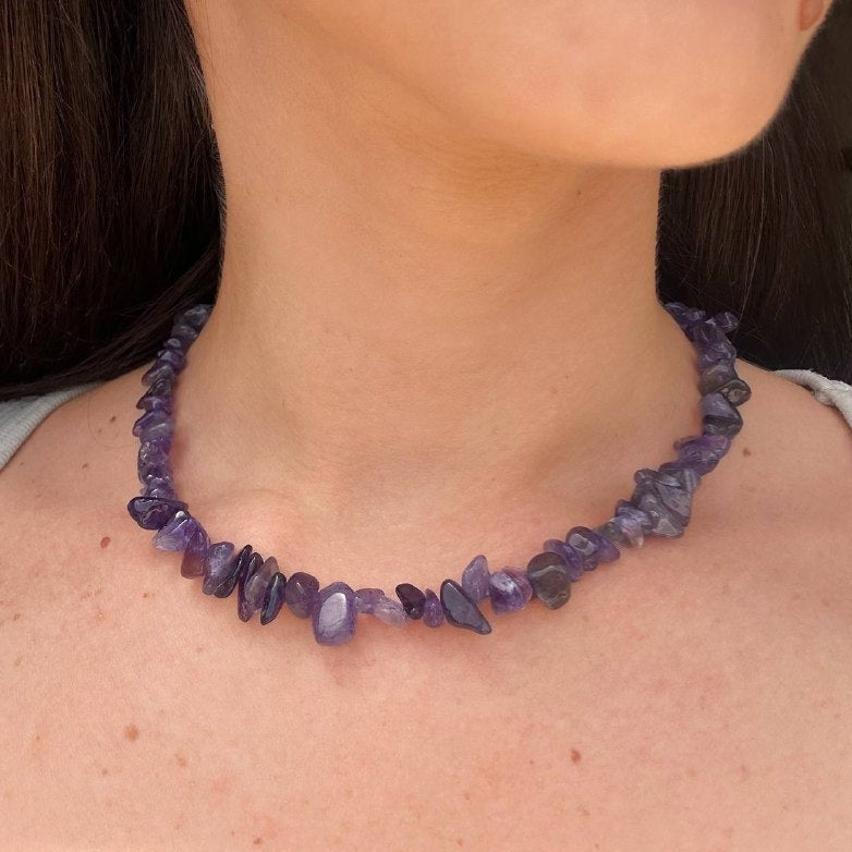 Handmade Crystal Stones Purple Chocker Necklace