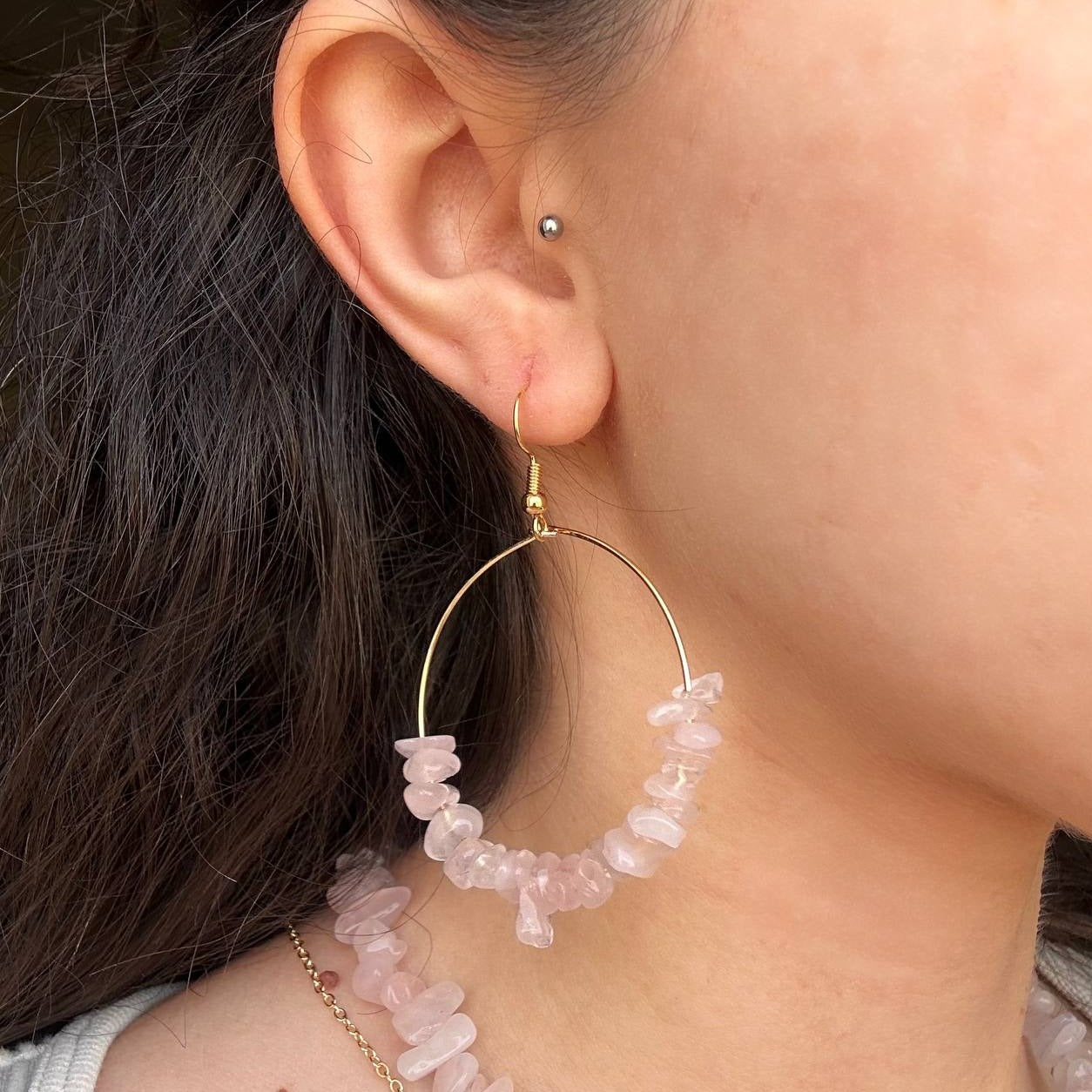 Handmade Crystal Baby Pink Earrings