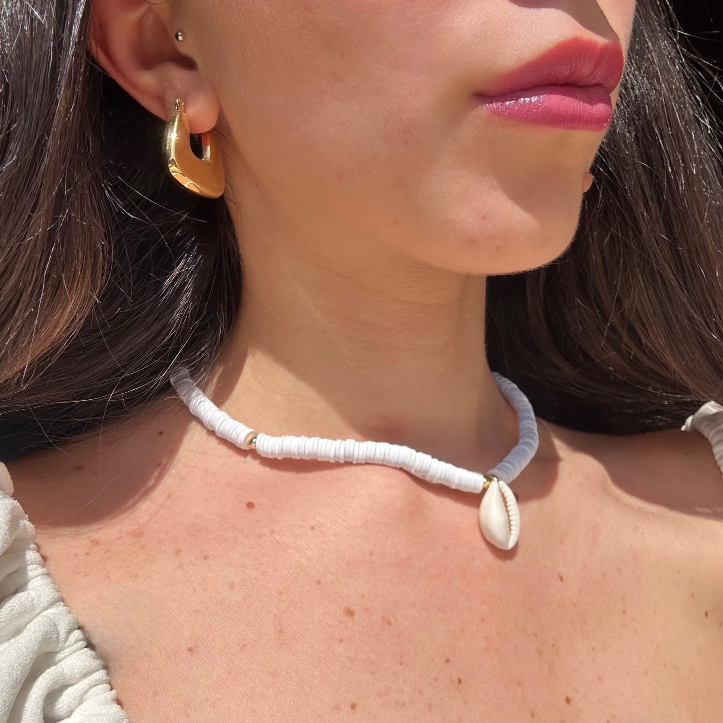 White Shell Surfer Necklace