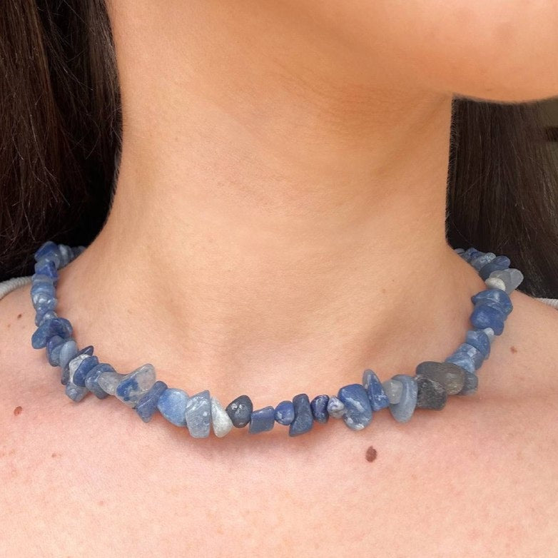Handmade Crystal Stones Blue Chocker Necklace