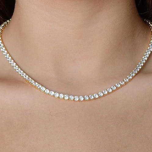 tennis gold necklace